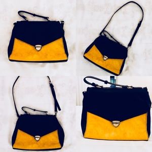 ModCloth yellow & navy profesh bag 👓